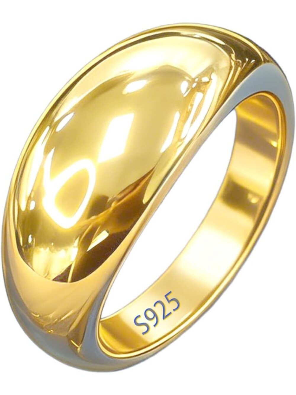 Chunky Gold Dome Statement Ring, 18K Gold Plated S925 Sterling Silver